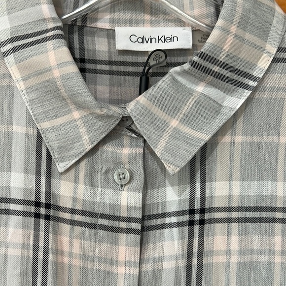 Calvin Klein Plaid Button Down Shirt XS NWT - Picture 2 of 7